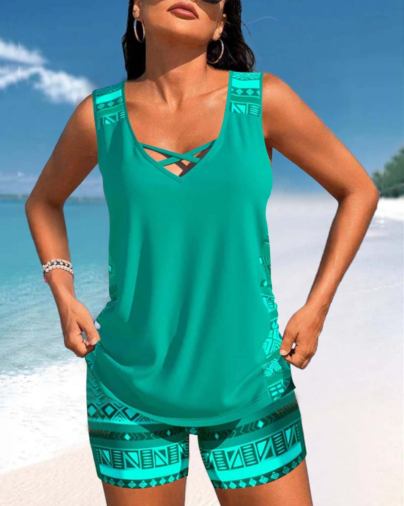 Sylvia - Tankini med geometrisk print