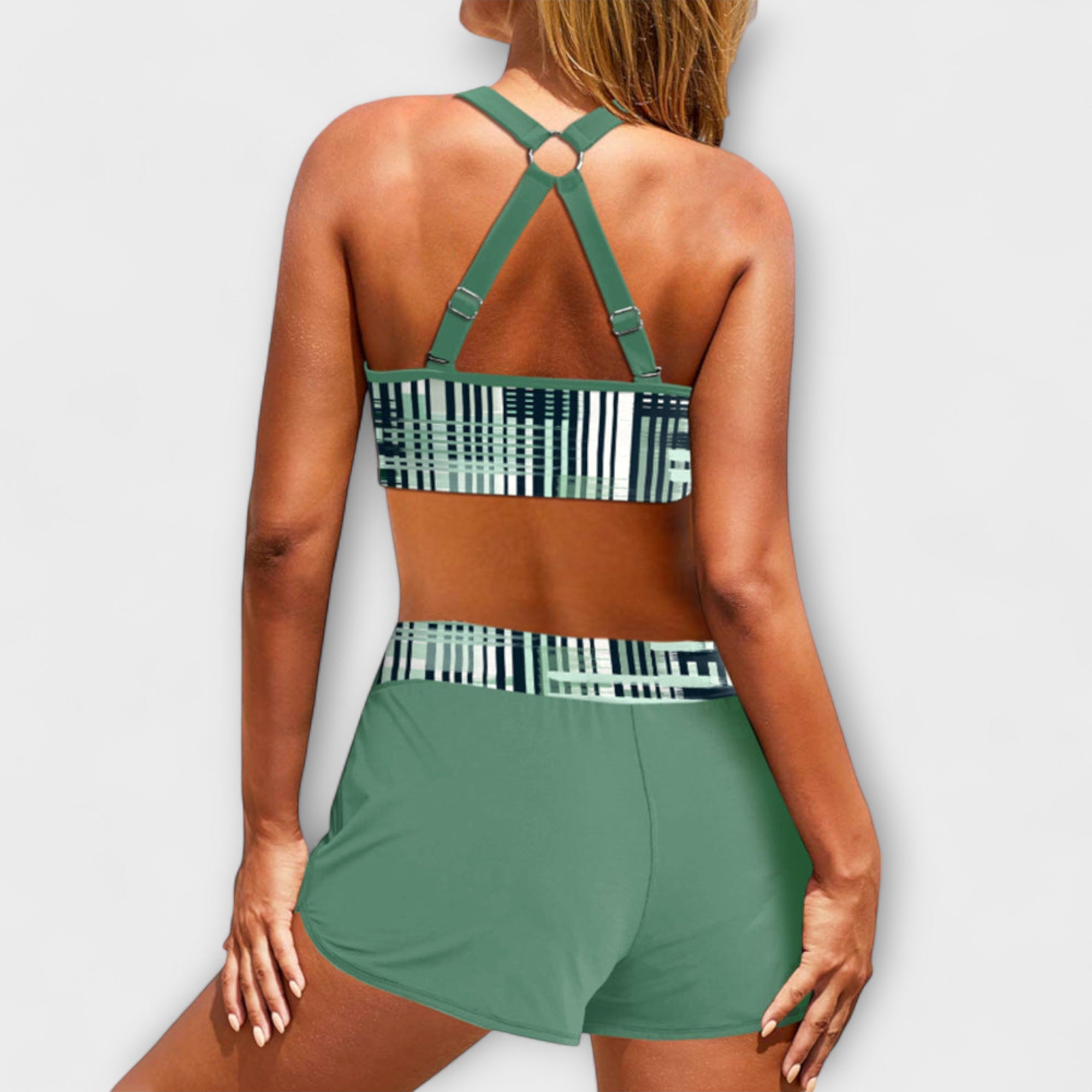 Jette - Højtaljet Ribbet Bikini