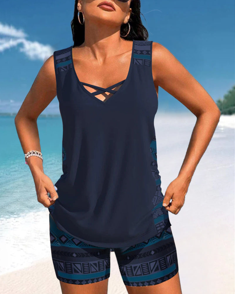 Sylvia - Tankini med geometrisk print