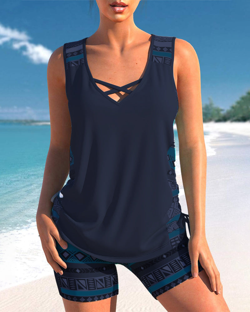 Sylvia - Tankini med geometrisk print