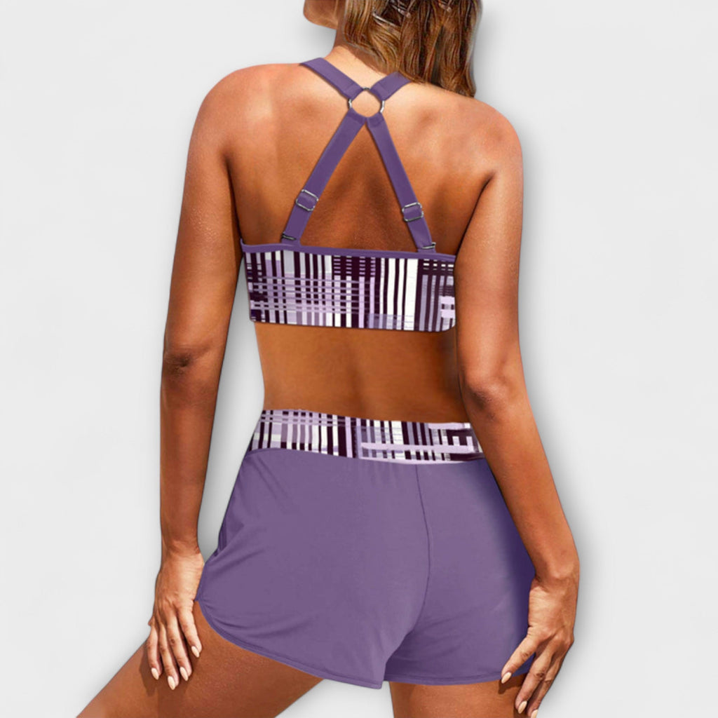 Jette - Højtaljet Ribbet Bikini
