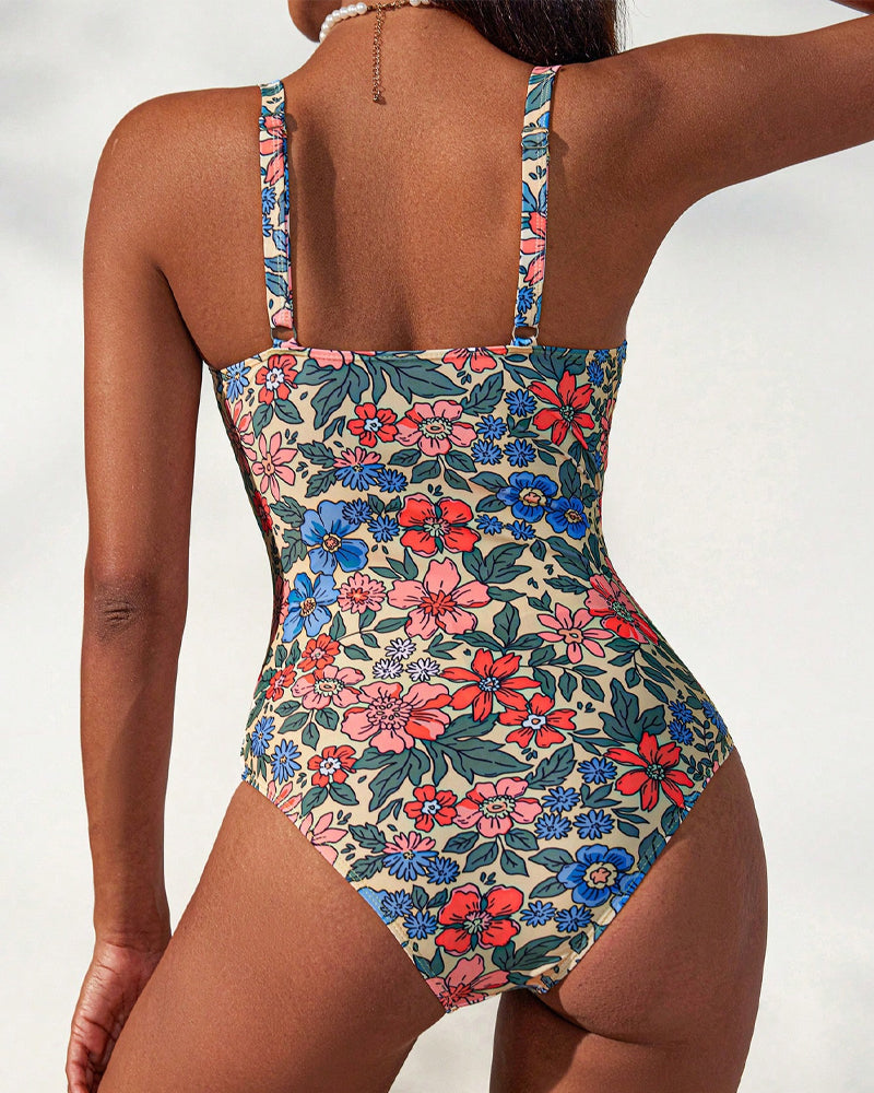 Marianne - Blomsterprint Halterneck Badedragt